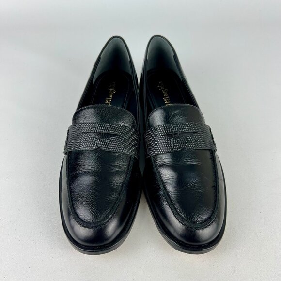 J McLaughlin Womens Concetta Black Leather Penny Loafer Flats Slip On size 6.5 - Picture 2 of 15